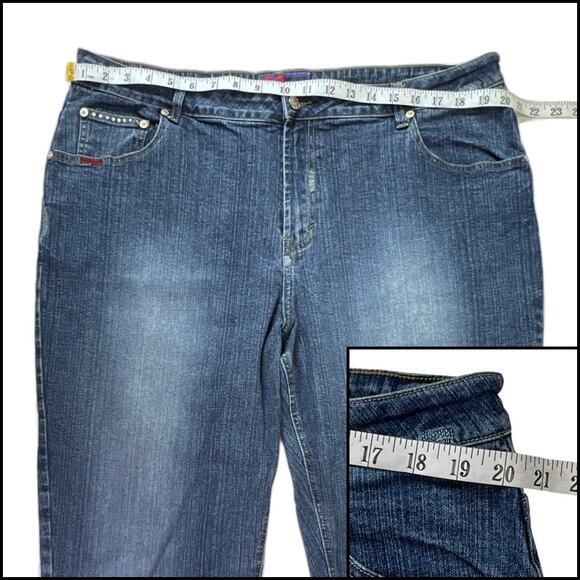 SWAK Dressy High Waisted Denim Capri Roll Cuff Mom Blue Jeans Plus Size 22W - Picture 9 of 13